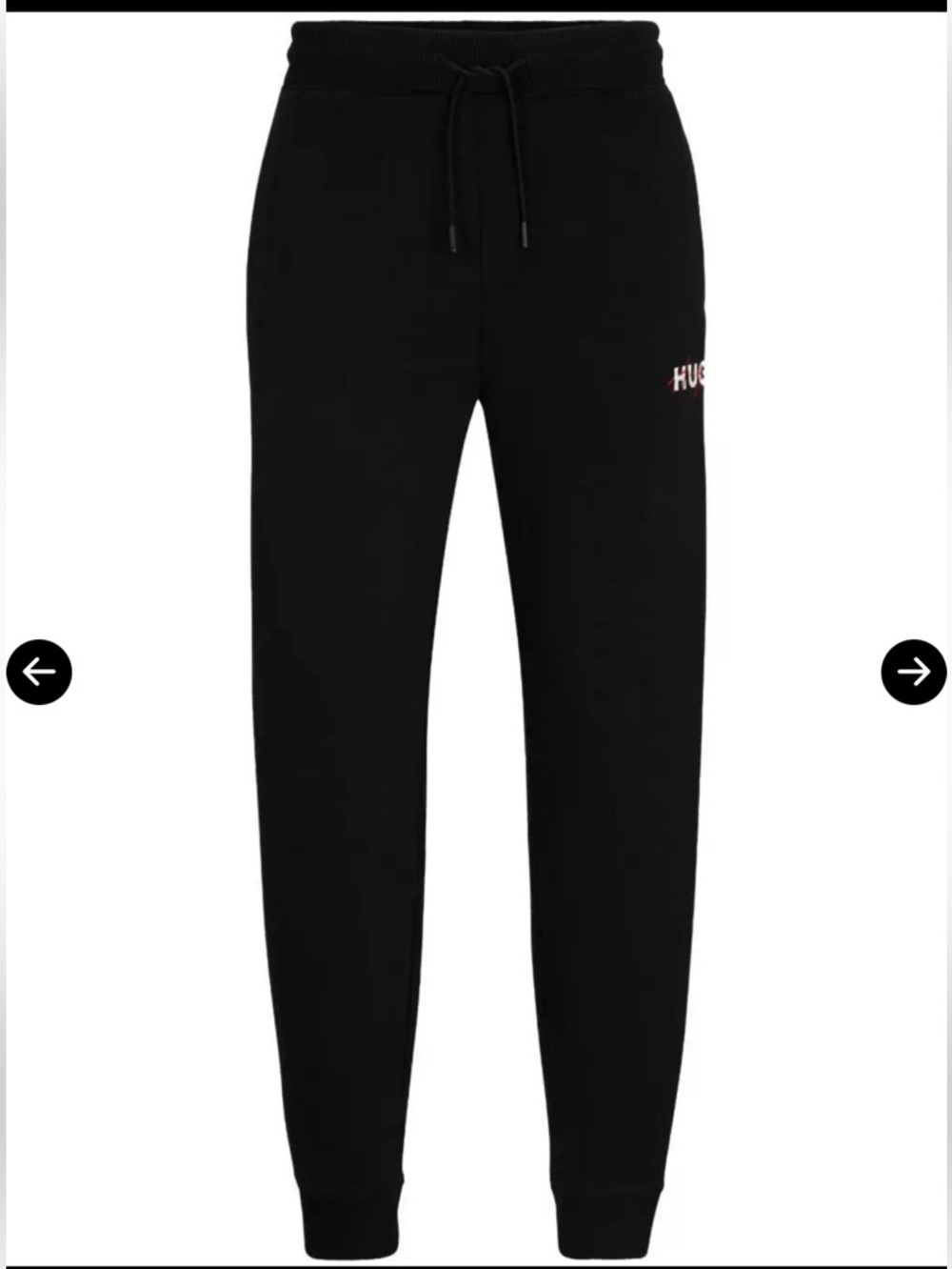 HUGO Men's Black Jogger Pants with Subtle Side Logo. Size S